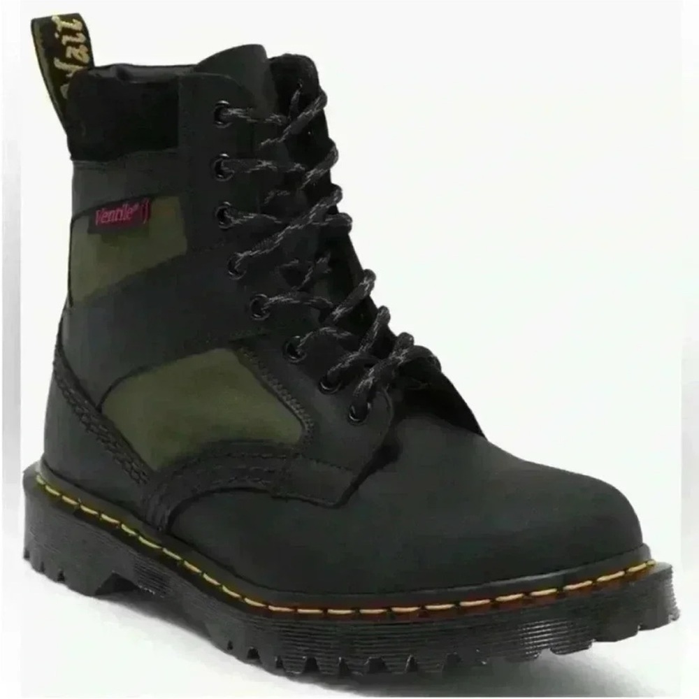 Dr. Martens 1460 Pascal Boot in Black/Olive Women’s Size 5 NIB
